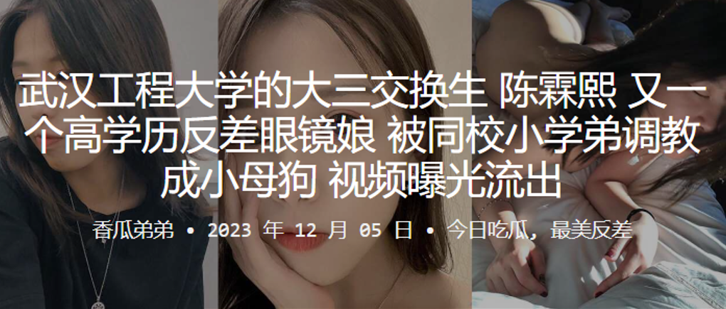 武汉工程大学的大三交换生陈霖熙又一个高学历反差眼镜娘被同校小学弟调教成小母狗视频曝光流出海报剧照
