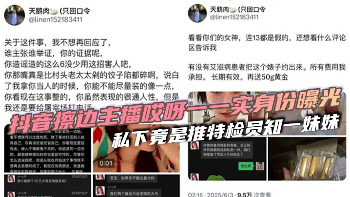 抖音擦边主播哎呀一一实身份曝光 私下竟是推特检员知一妹妹海报剧照