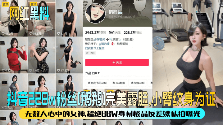 【网红黑料】抖音228w粉丝[鹅鹅]完美露脸，小臂纹身为证！无数人心中的女神，超绝BBW身材极品反差婊私拍曝光！海报剧照